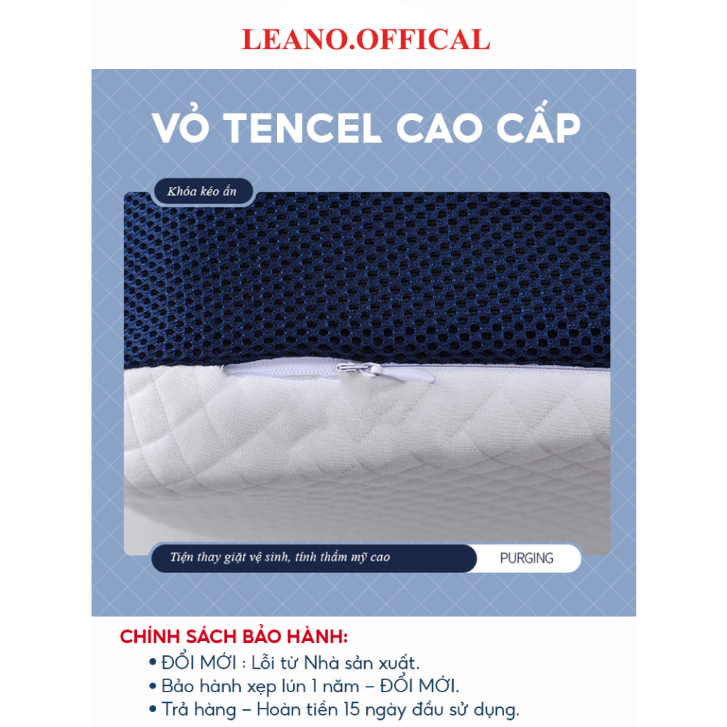 Gối công thái học LEANO chất liệu cao su non thiết kế thông minh chống đau mỏi cổ vai gáy hỗ trợ ngủ nhanh ngủ ngon