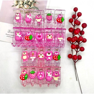 Kẹp Tóc Càng Cua 3 Răng Gắn Charm Gấu Dâu Losto, Kẹp Tóc  Nữ Dễ Thương