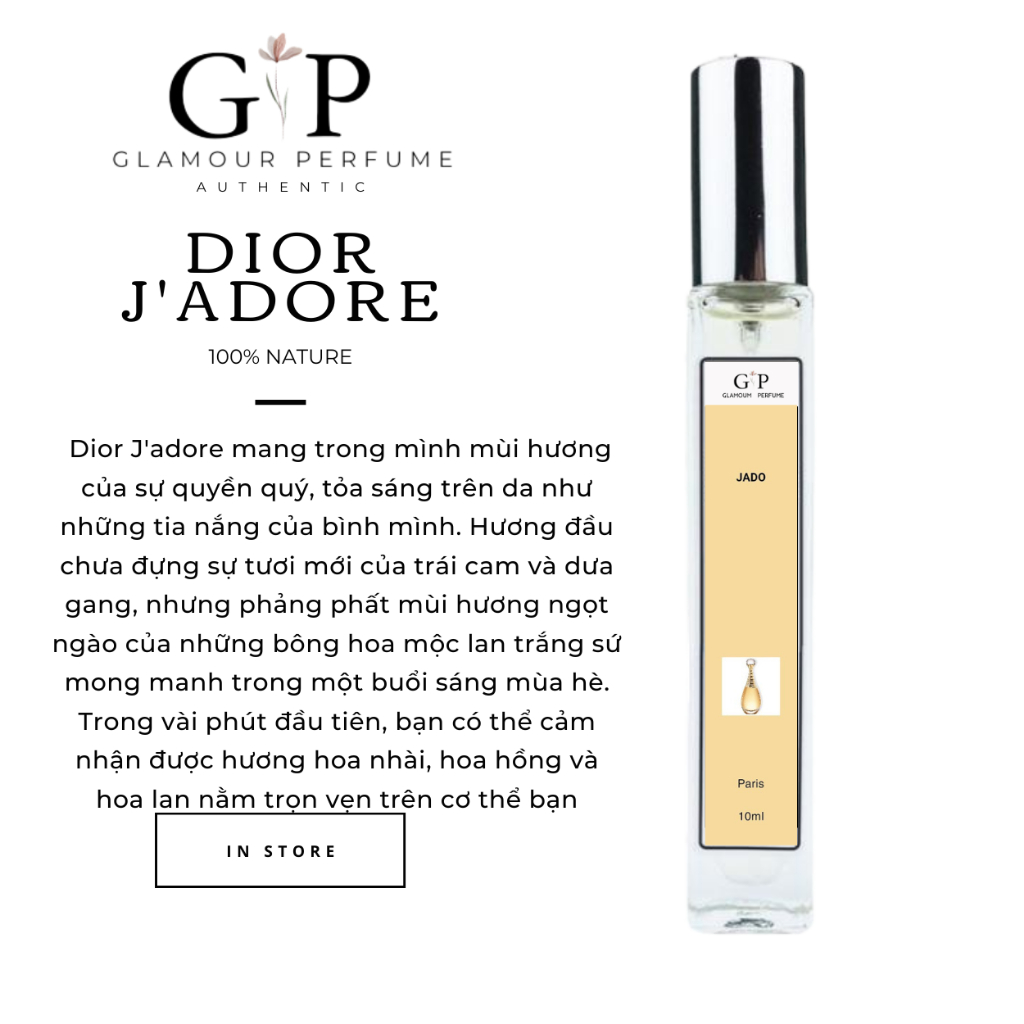 Nước hoa nữ 10ml Glamour Perfume Jadore Sang Trọng Quý Phái Quyến Rũ