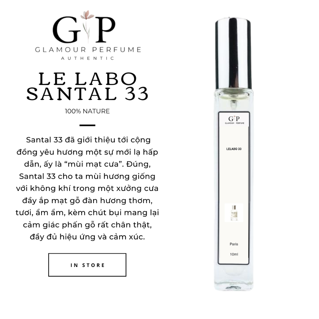 Nước hoa unisex 10ml Glamour Perfume Santal 33 Sang trọng, Gợi cảm, Tinh tế