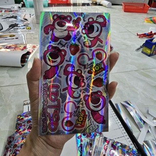 Tem logo gấu dâu lotso mini 7 màu 9x16cm dán trang trí xe máy