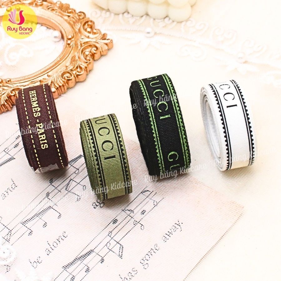 Ruy băng in chữ GC dùng làm nơ kẹp tóc, nơ trang trí, phụ kiện may mặc