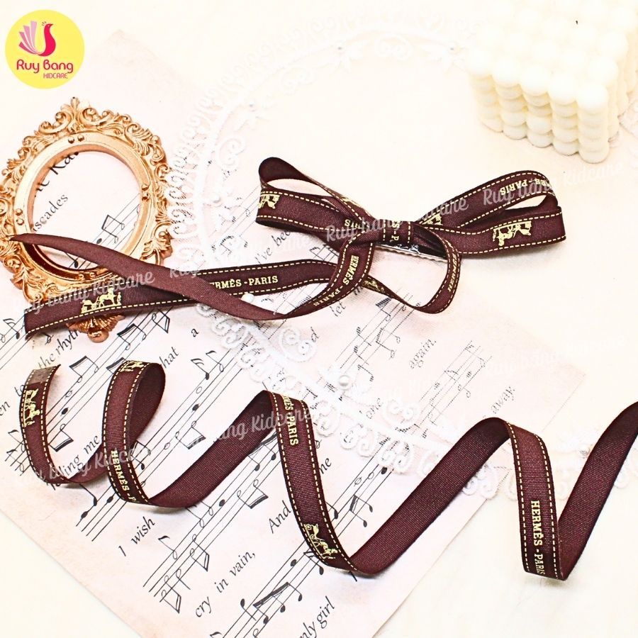 Ruy băng in chữ GC dùng làm nơ kẹp tóc, nơ trang trí, phụ kiện may mặc