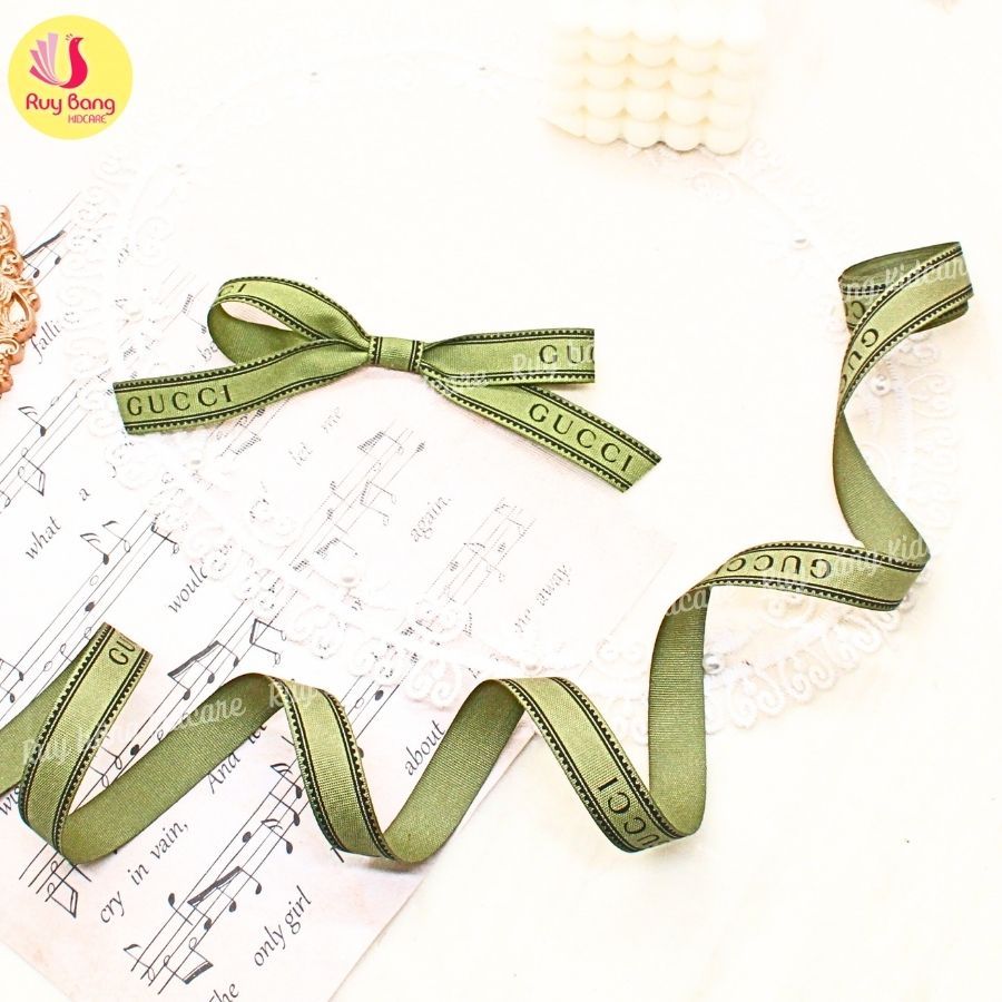 Ruy băng in chữ GC dùng làm nơ kẹp tóc, nơ trang trí, phụ kiện may mặc