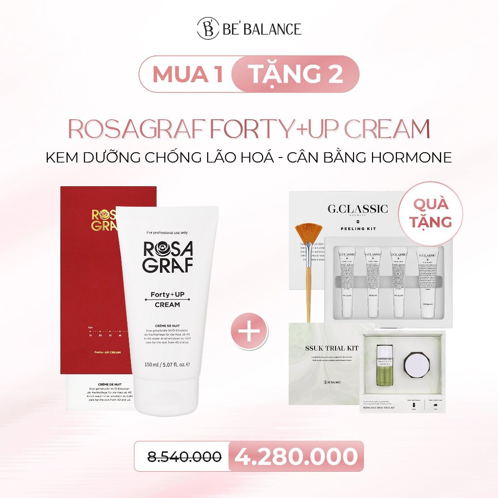 [Quà Tặng]Kem dưỡng cao cấp Chống lão hóa, Giảm nếp nhăn và Căng bóng Rosa Graf Forty Plus Up Cream Be'Balance (150ml)