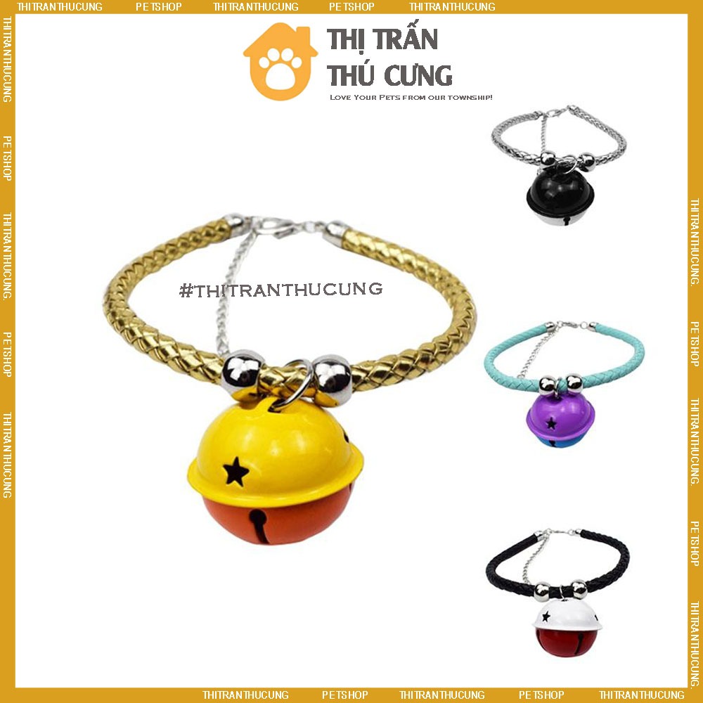 Vòng Cổ Da Zichen Kèm Chuông Lớn Siêu Xinh Cho Chó Mèo
