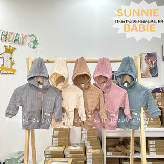 HRNEE -khoác cardigan len có mũ chất Len Merino cho bé trai, bé gái từ 6 tháng đến 4 tuổi