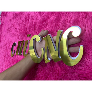 Chữ Vàng Gương nghiêng cách điệu cao 10cm dày 3mm dán tường, dán biển quảng cáo, dán biển số xe ô tô