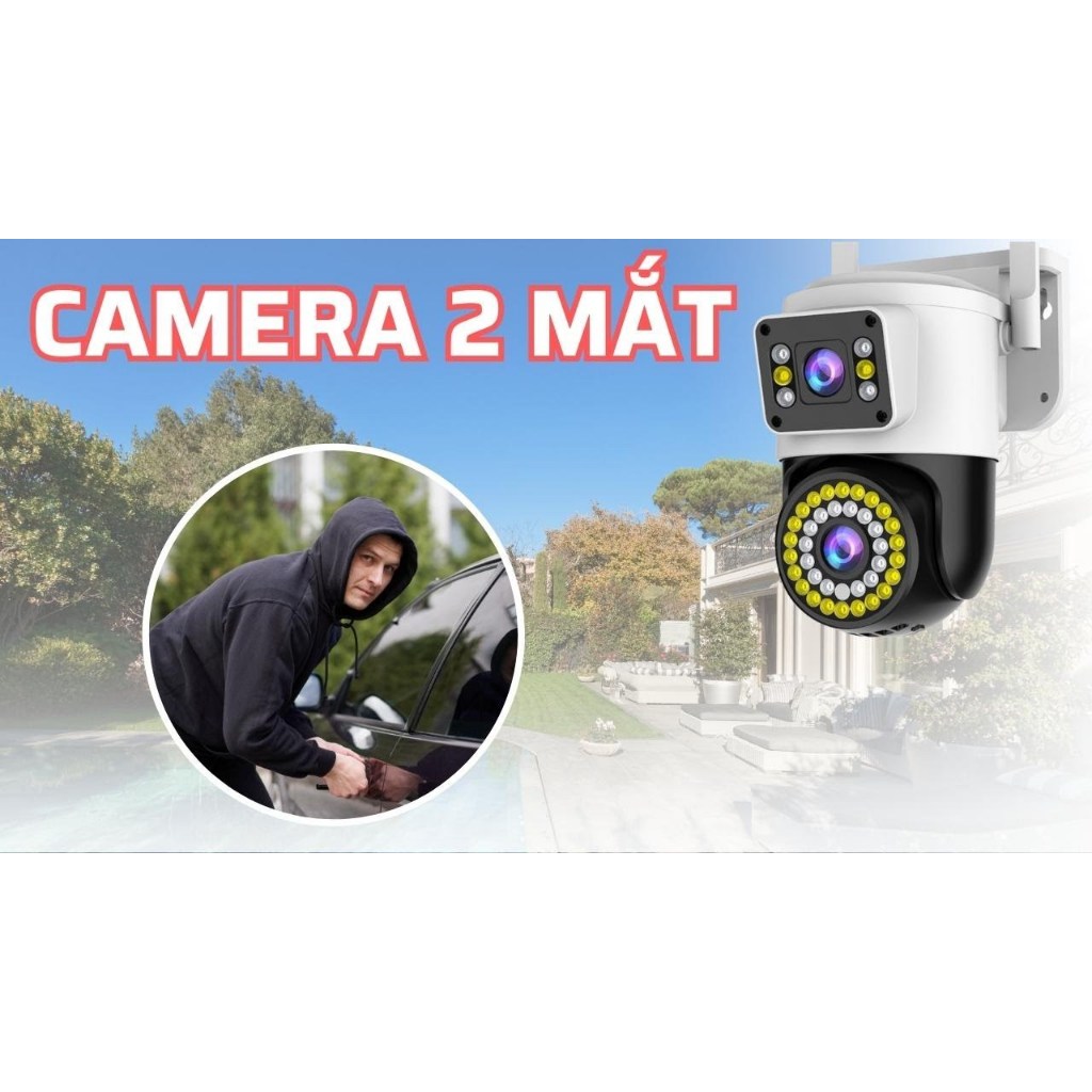 Camera WIFI Yoosee 2 mắt 5.0MP, Quay đêm có màu, Siêu nét Góc Rộng, Đàm thoại, Xoay 355° - Hàng Chính Hãng