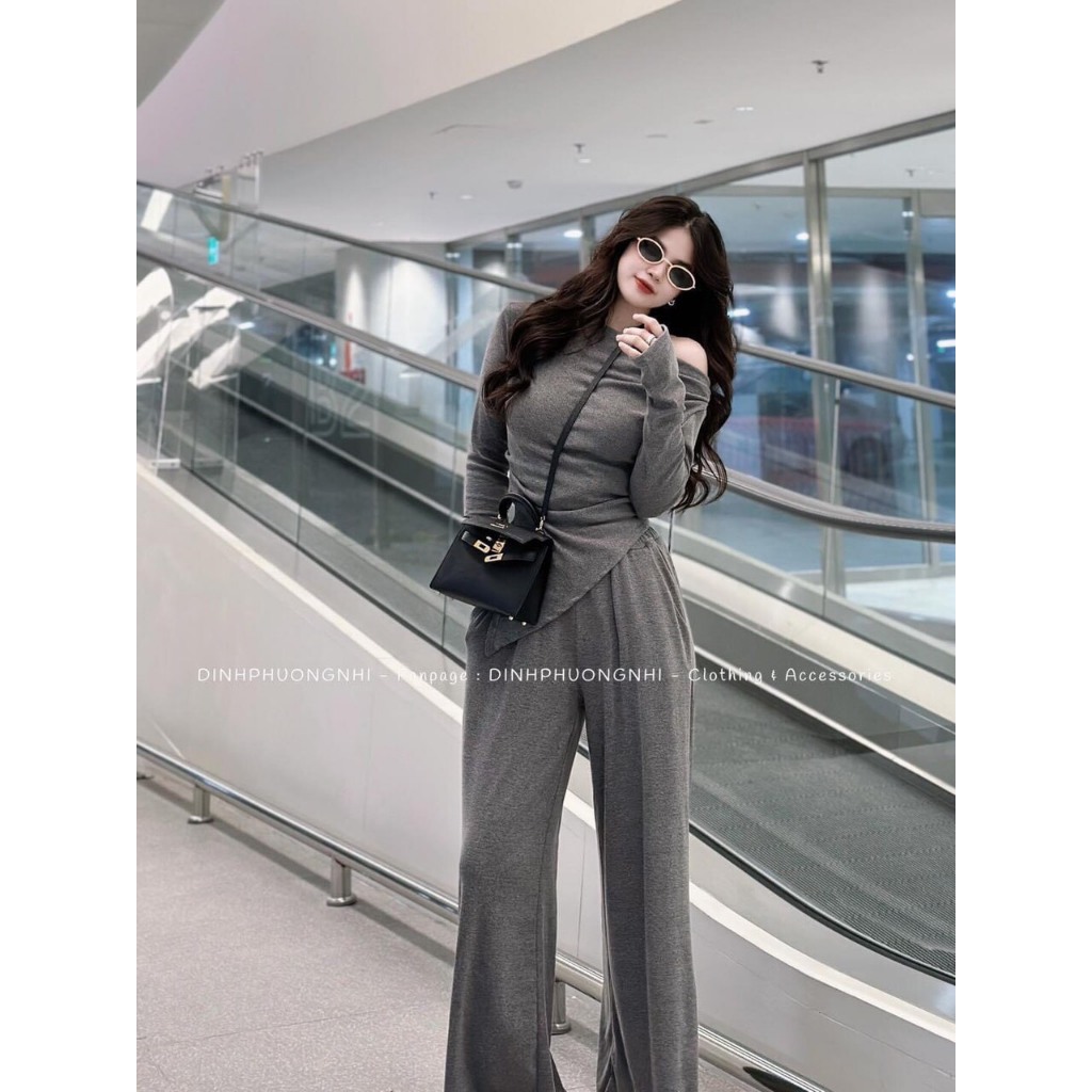 SET BỘ NỮ ZIP ÁO TRỄ VAI MIX QUẦN XUÔNG DÀI SIÊU CHẤT - SET BỘ NỮ ZIP TÔN DÁNG ĐỦ 3 MÀU Q&Q CÓ BÁN SỈ