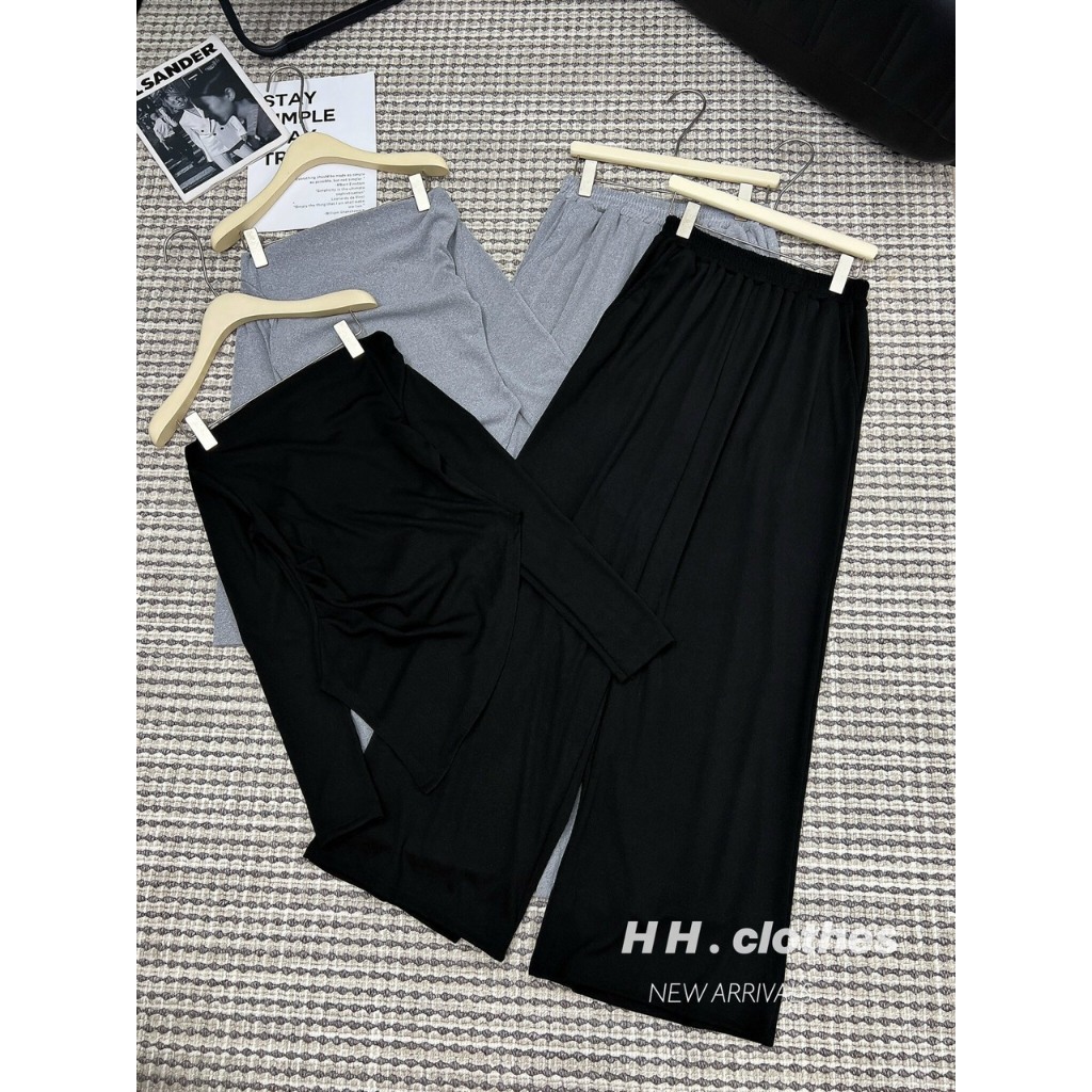 SET BỘ NỮ ZIP ÁO TRỄ VAI MIX QUẦN XUÔNG DÀI SIÊU CHẤT - SET BỘ NỮ ZIP TÔN DÁNG ĐỦ 3 MÀU Q&Q CÓ BÁN SỈ