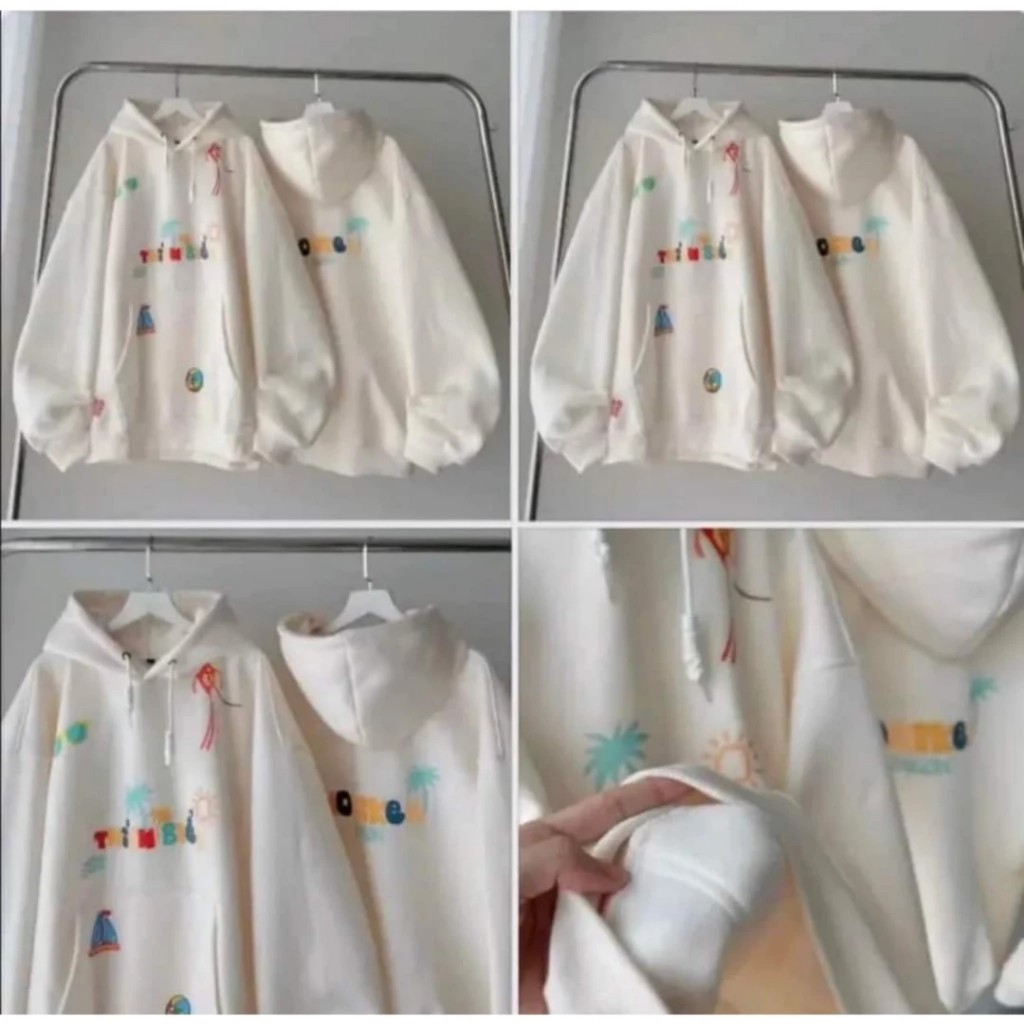 Áo nỉ hoodie nữ form rộng cute hàn quốc in chữ THICH BIEN HALUSA M1128
