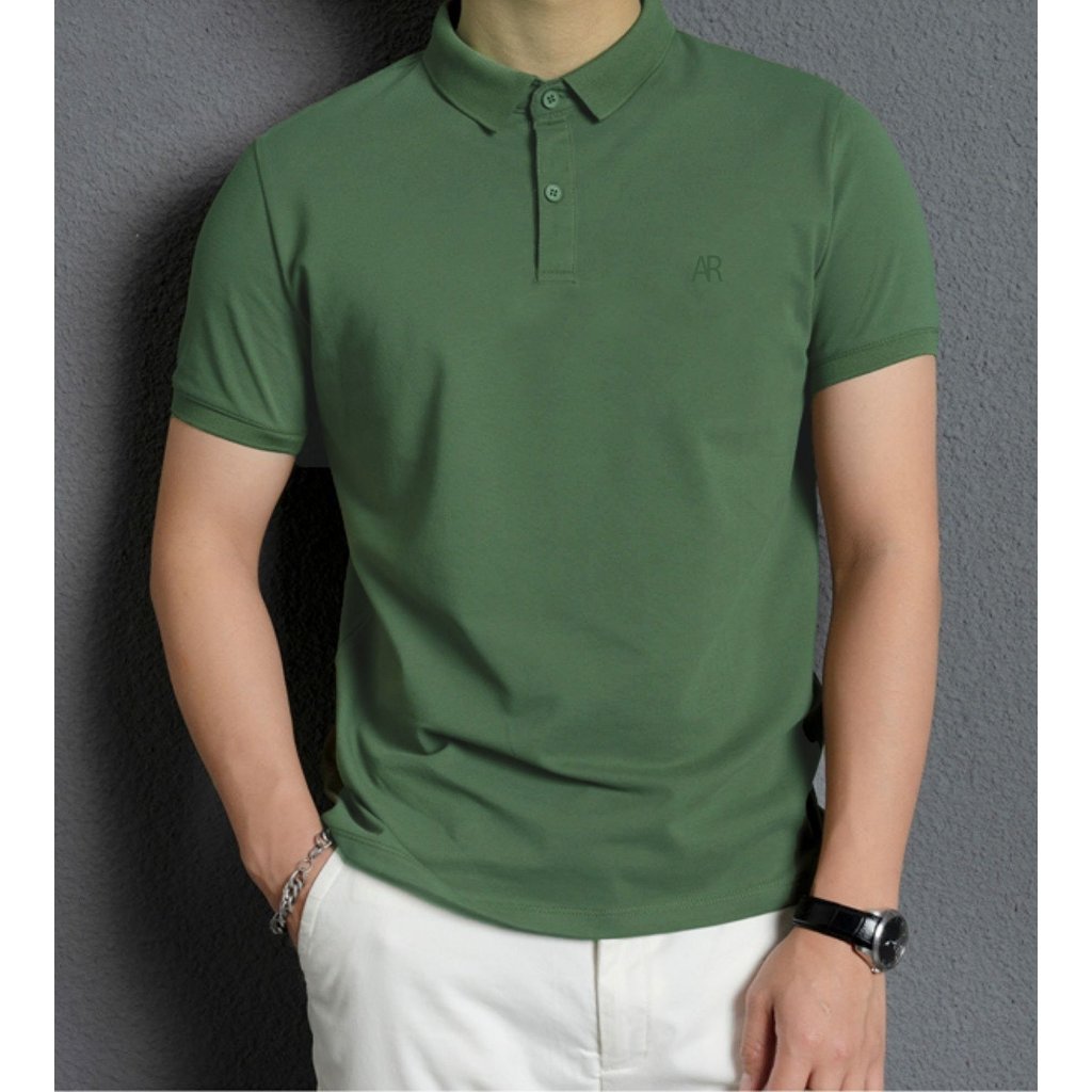 Áo POLO cao cấp cổ bẻ ngắn tay thêu ngực vải cá sấu CVC xanh lá full size - tsstore95