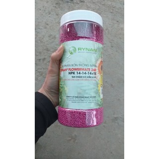 Phân bón tan chậm thông minh npk rynan fm240 14-14-14 lọ 1,36kg chuyên dùng cho cây kiểng có hoa