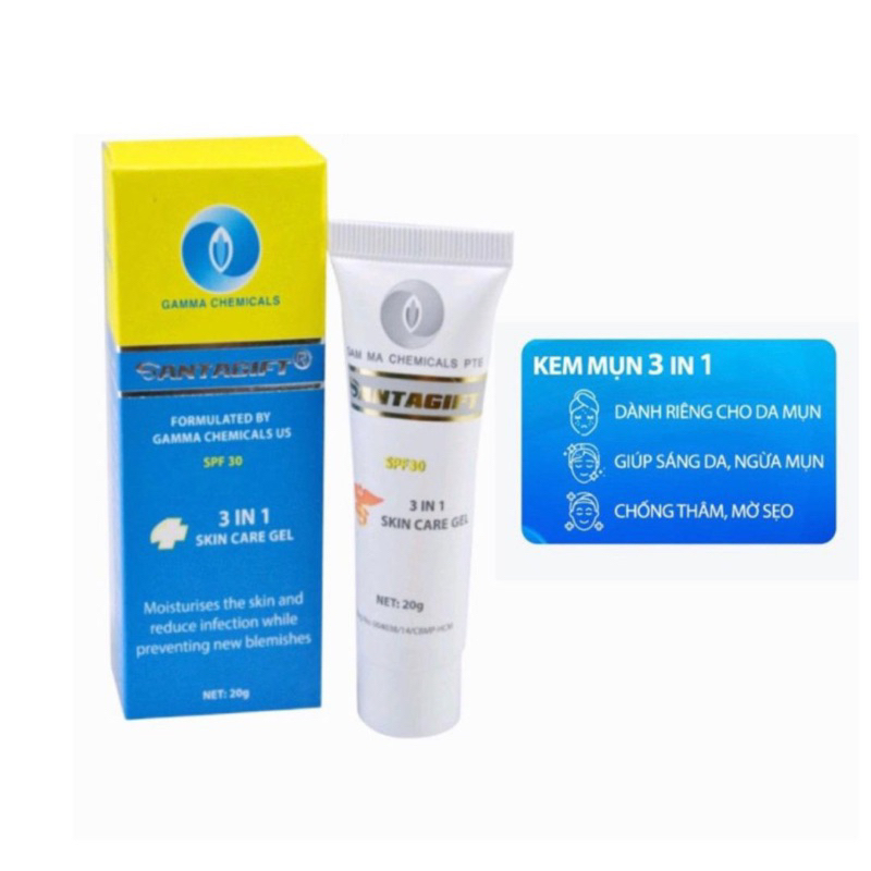 Gel hỗ trợ giảm mụn Santagift/ Ezanic/ Megaduo/ Derma Forte