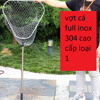 Vợt vớt cá inox 1m7 đến 3m - full inox siêu bền, cứng, tải cá tốt, vợt xúc cá