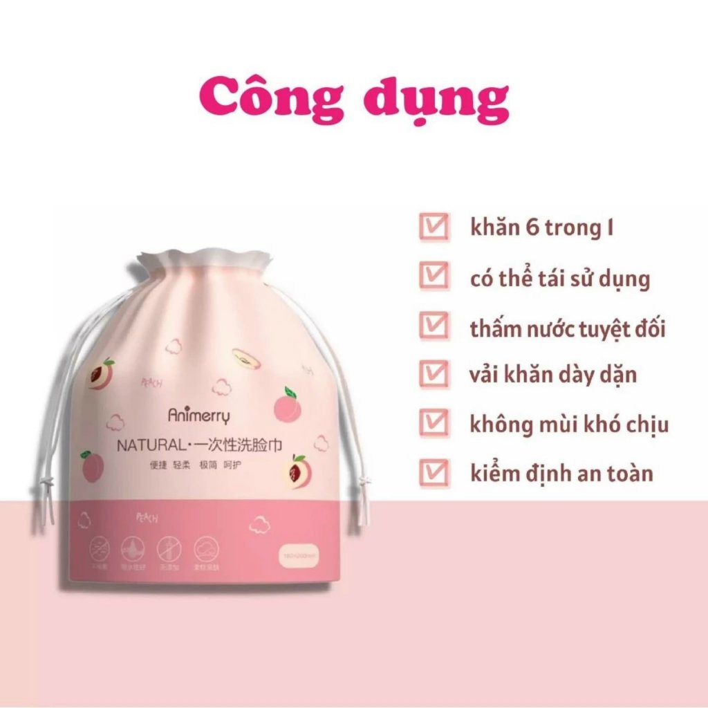 Khăn Mặt Khô Đa Năng, Khăn Giấy Tẩy Trang Animerry Cuộn 40 Khăn - GRH