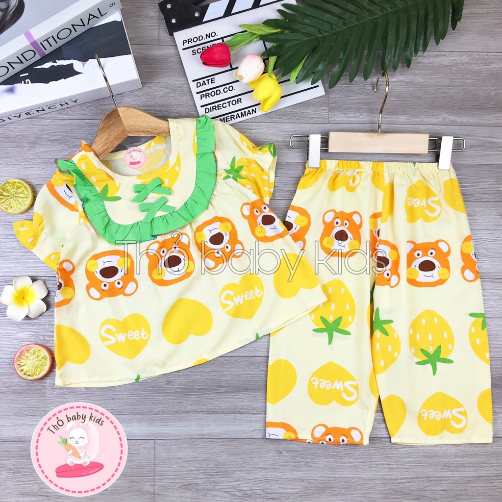 Bộ lanh tay ngắn quần dài bé gai, bộ tole dài bé gái shop thỏ baby kids