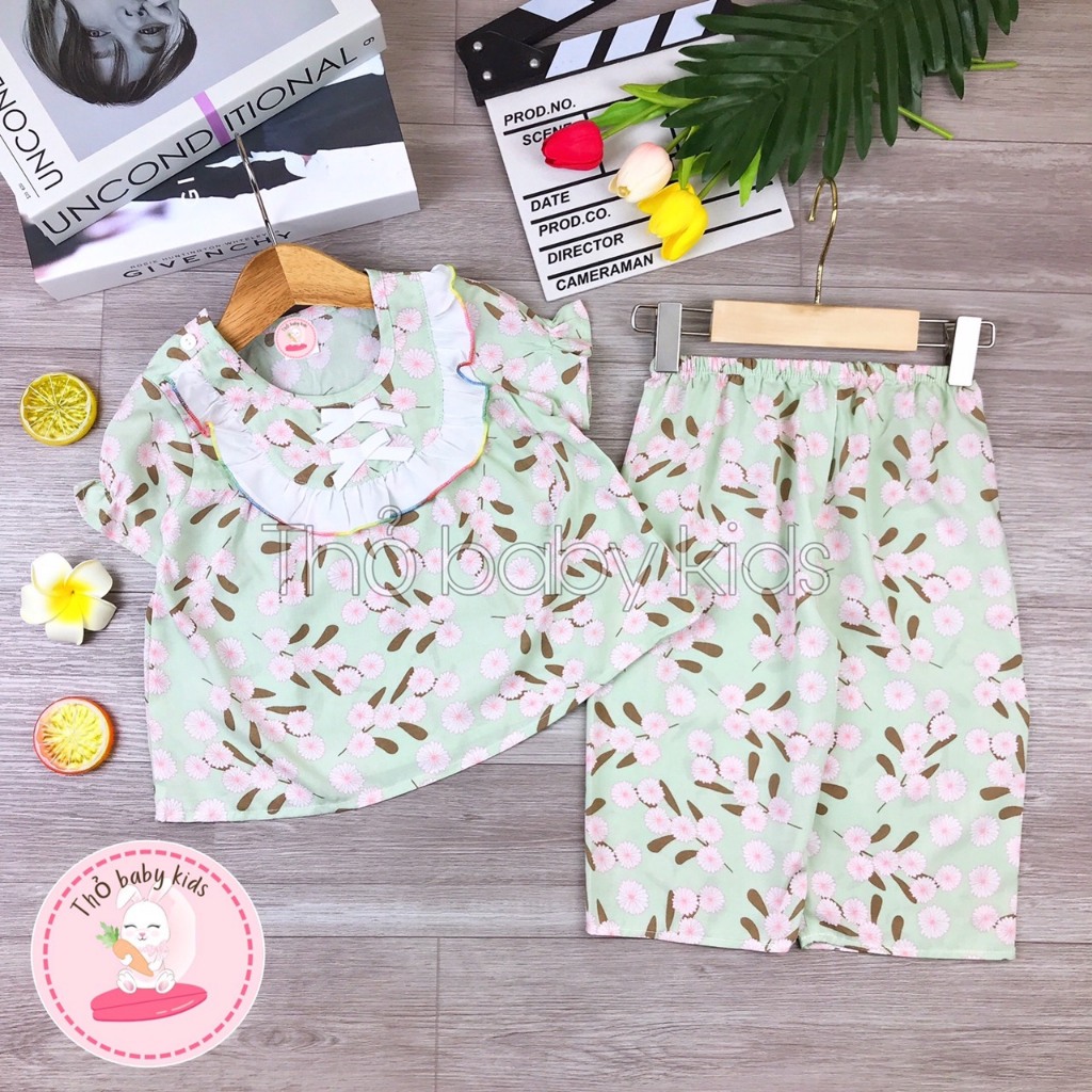 Bộ lanh tay ngắn quần dài bé gai, bộ tole dài bé gái shop thỏ baby kids