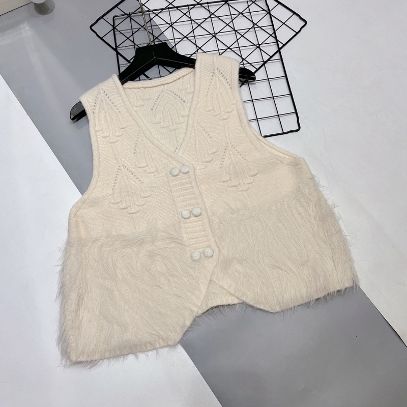 Áo len ghile chân lông cúc bọc dáng ngắn xinh