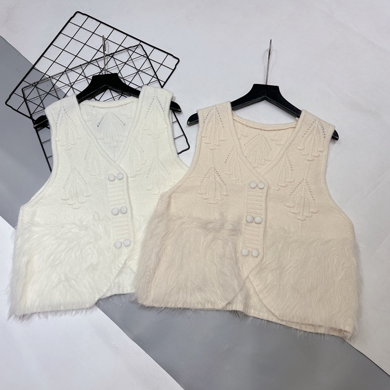 Áo len ghile chân lông cúc bọc dáng ngắn xinh