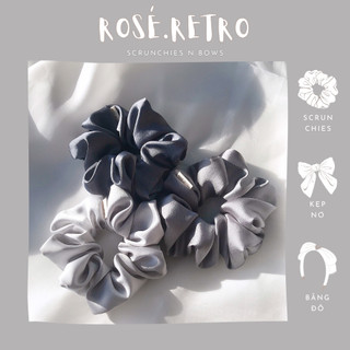 Scrunchies tone màu xám đen - cột tóc vải handmade by rosé.retro