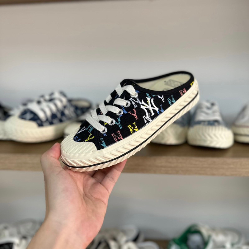 Giày sục MLB Mule đạp gót màu đen nâu denim xanh dễ mang, giá tốt | CODE: 3AMUUA11N