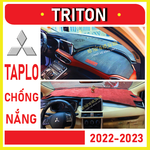 Thảm taplo xe Mitsubishi Triton 2022 2023, thảm taplo che nắng da carbon, da vân gỗ, nhung cừu