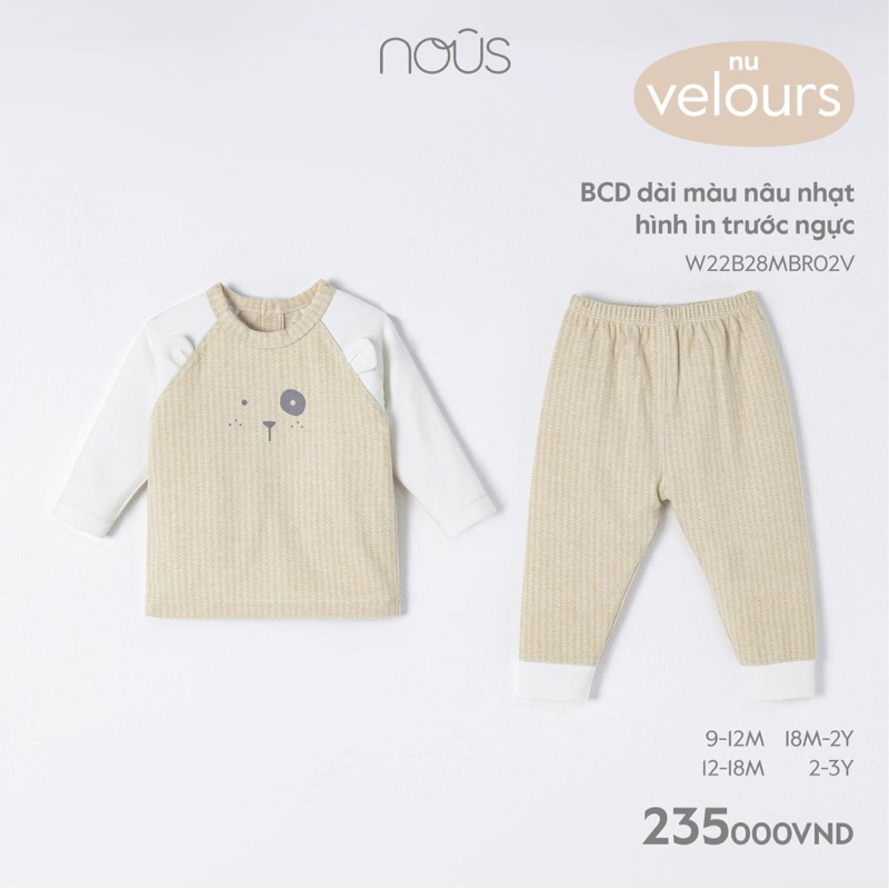 Quần áo thu đông nous dài tay cho bé từ 7kg đến 15kg