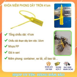 Gói 50 Cái Dây Niêm Phong Nhựa Đốt Tròn 41cm, đã in số seri, kẹp chì xe tải, cửa kho, cổ bao tải, niêm phong tạm...