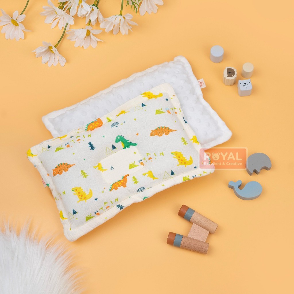 Gối lõm xô cao cấp Muslin cho bé sơ sinh chống bẹp đầu