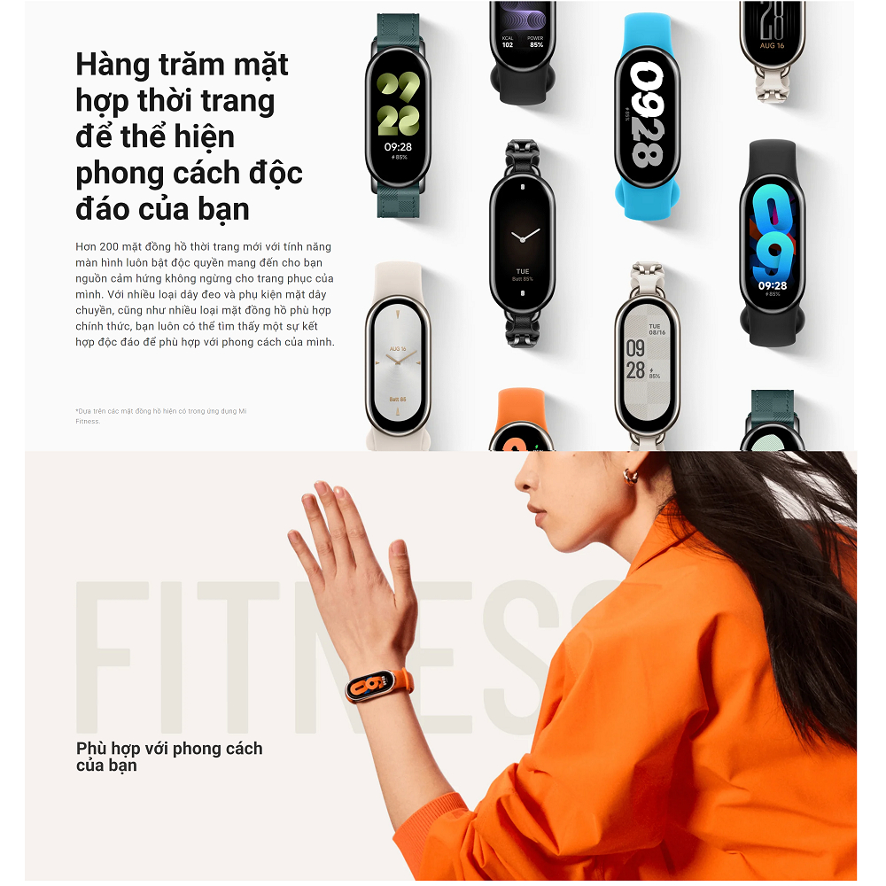 Miband 8 - Vòng đeo tay thông minh Xiaomi Smart Band 8 Bản Quốc Tế Tiếng Việt - Hàng chính hãng