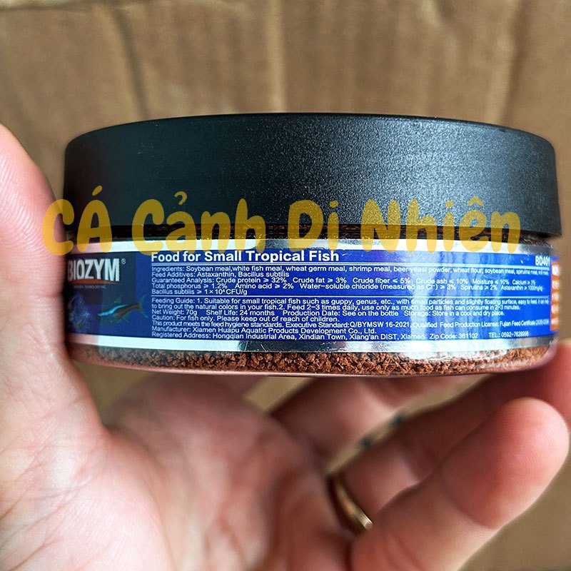 Thức ăn cho cá nhỏ thủy sinh Biozym Tropical Fish Food lên màu cá 70 gram