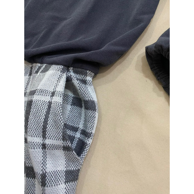 Đầm vải thun dày phối váy kẻ  - Thanh lý vnxk