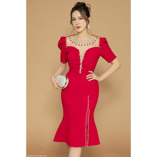 ĐẦM ÔM LAI LOE CỔ PHỐI LƯỚI ĐÍNH HẠT - DDD2640