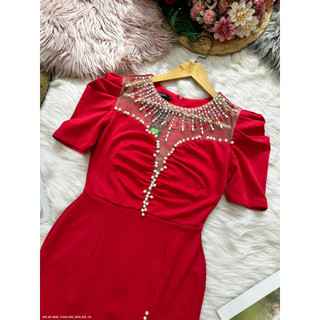 ĐẦM ÔM LAI LOE CỔ PHỐI LƯỚI ĐÍNH HẠT - DDD2640