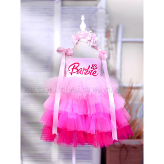 Đầm công chúa búp bê barbie cho bé gái, váy công chúa barbie 2 dây cho bé đi múa, đi tiệc, lễ hội halloween
