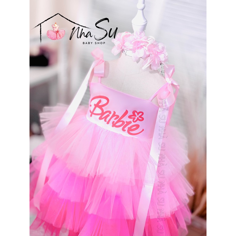 Đầm công chúa búp bê barbie cho bé gái, váy công chúa barbie 2 dây cho bé đi múa, đi tiệc, lễ hội halloween