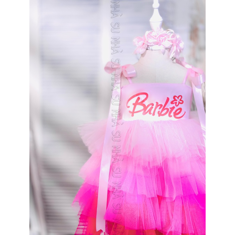 Đầm công chúa búp bê barbie cho bé gái, váy công chúa barbie 2 dây cho bé đi múa, đi tiệc, lễ hội halloween