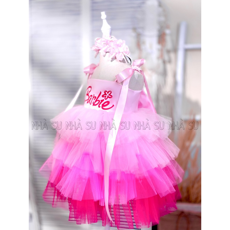 Đầm công chúa búp bê barbie cho bé gái, váy công chúa barbie 2 dây cho bé đi múa, đi tiệc, lễ hội halloween