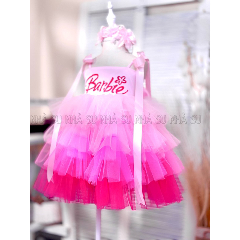 Đầm công chúa búp bê barbie cho bé gái, váy công chúa barbie 2 dây cho bé đi múa, đi tiệc, lễ hội halloween