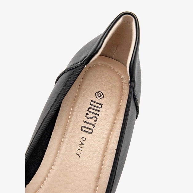 Giày Nữ Hãng Dusto Mũi Tròn Nơ Tròn Phong Cách Hàn Quốc Gót Dày 4.5Cm Da Mềm Êm Nhẹ Đi Học Đi Làm Đi Chơi