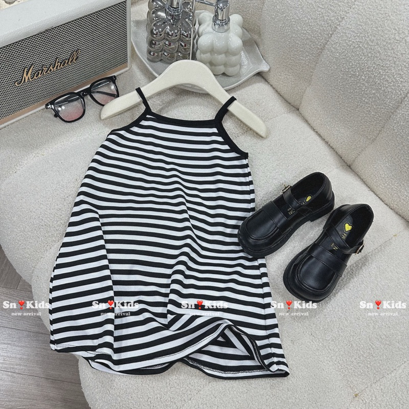 Set váy  sọc 2 dây body kèm áo khoác siêu xinh cho bé gái