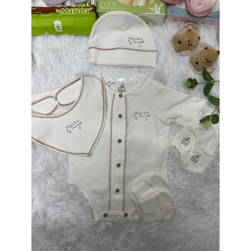 Bộ dài tay chất nỉ cotton cho bé sơ sinh mùa thu đông mẫu mới 2023