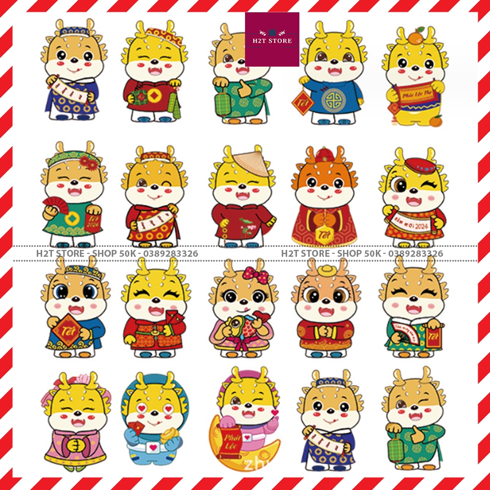 Bao lì xì chibi 2024 dễ thương , lì xì tết Giáp Thìn hoạt hình rồng con cute dễ thương thần tài kích thước 10x13 cm