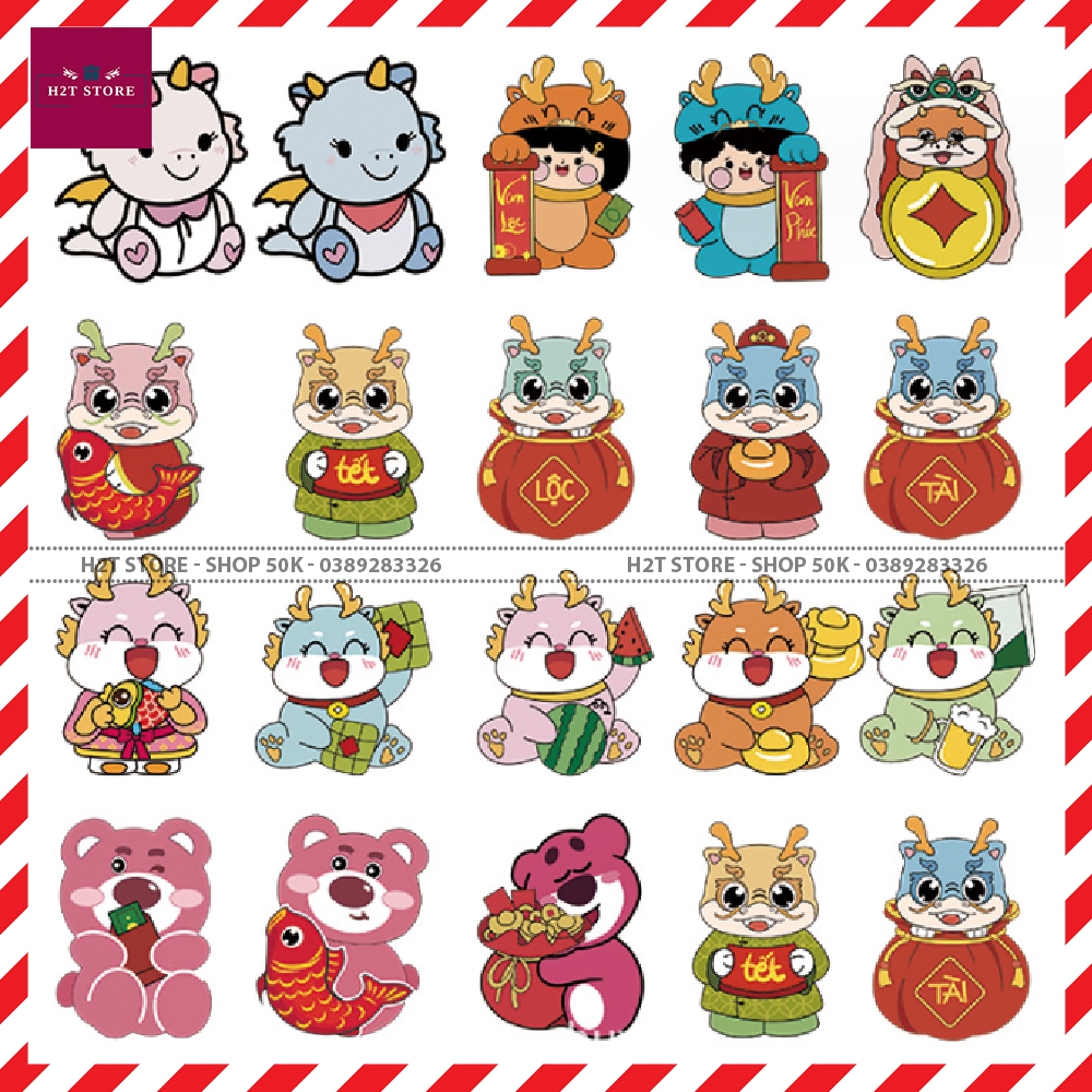 Bao lì xì chibi 2024 dễ thương , lì xì tết Giáp Thìn hoạt hình rồng con cute dễ thương thần tài kích thước 10x13 cm