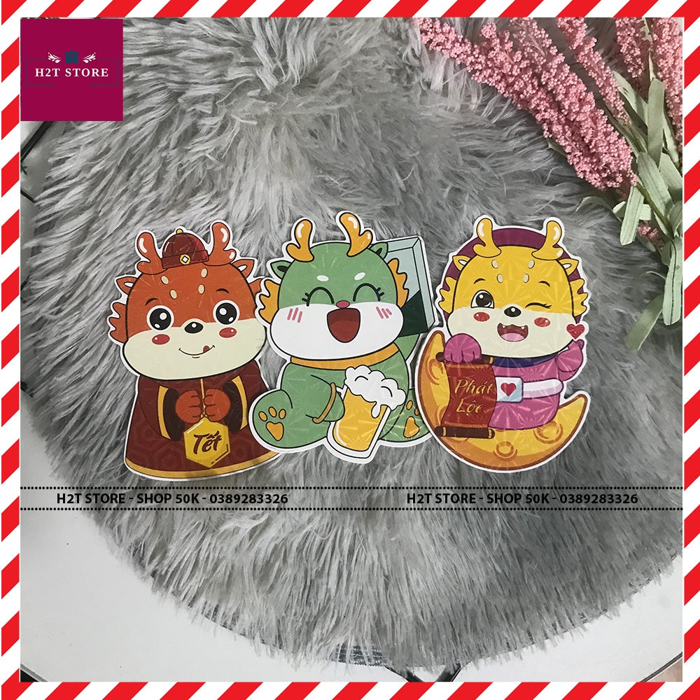 Bao lì xì chibi 2024 dễ thương , lì xì tết Giáp Thìn hoạt hình rồng con cute dễ thương thần tài kích thước 10x13 cm