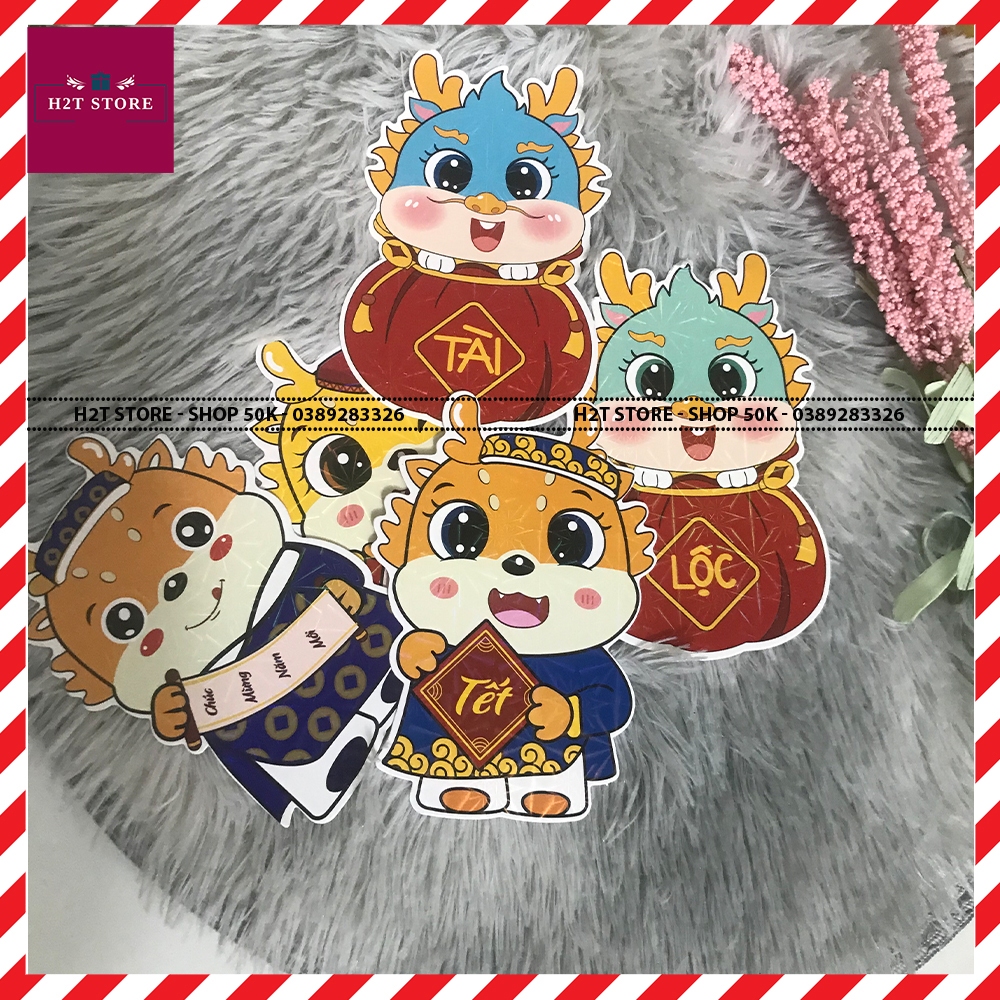 Bao lì xì chibi 2024 dễ thương , lì xì tết Giáp Thìn hoạt hình rồng con cute dễ thương thần tài kích thước 10x13 cm
