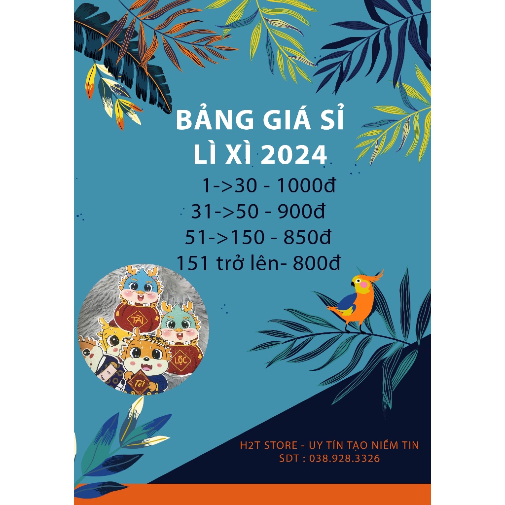 Bao lì xì chibi 2024 dễ thương , lì xì tết Giáp Thìn hoạt hình rồng con cute dễ thương thần tài kích thước 10x13 cm