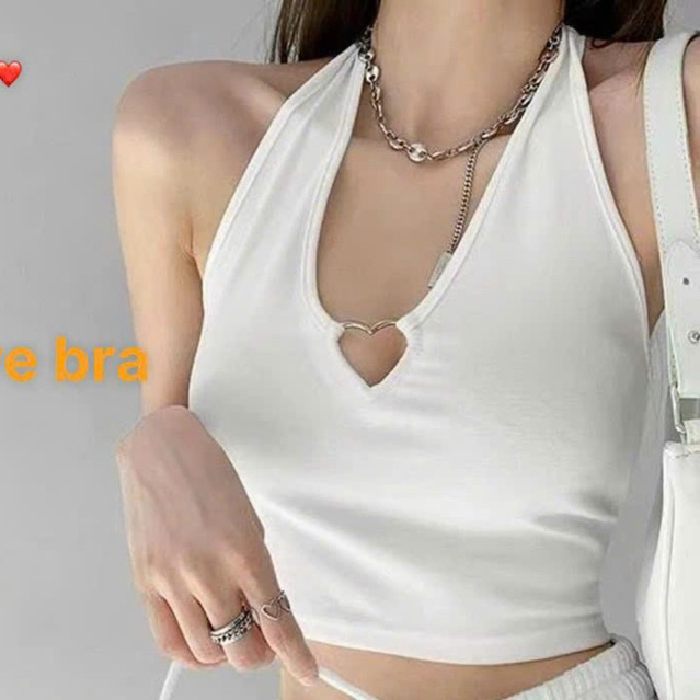 Áo Hai Dây Màu Đen Phối Khóa Trái Tim, Áo croptop 3 lỗ cổ polo cài cúc sexy , Áo croptop nữ khoét nách h10oi
